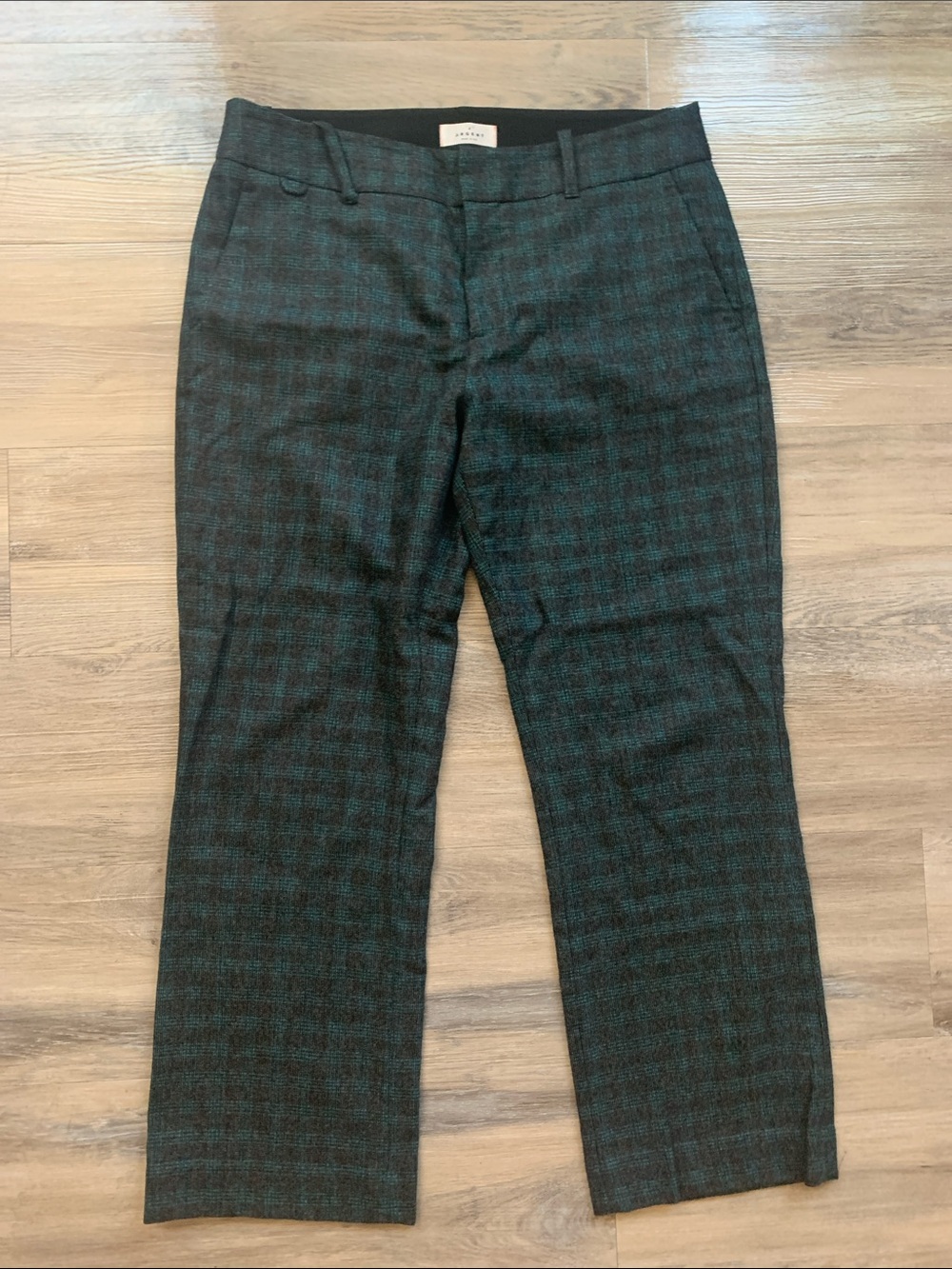 Argent Wool Blend Green Plaid Dress Pants